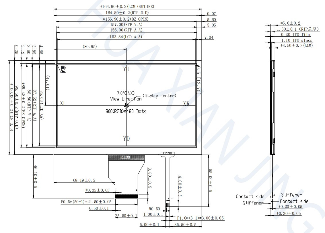 7 TN 50 Pin 800x480 RGB Tft Color Display (2)