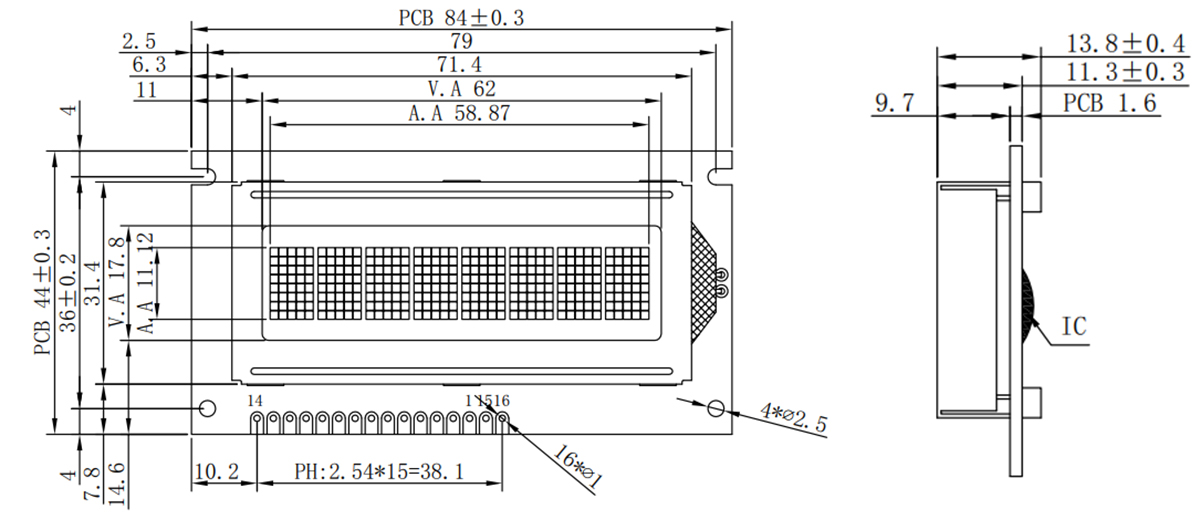 8x1 blue transmissive character lcd-01